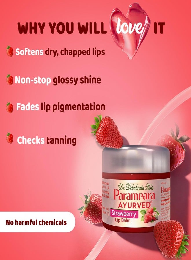 Parampara Ayurved Strawberry Lip Balm | Herbal Lip Care Gel for Dry Lips | Enriched with Strawberry Aloe Vera & Sweet Almond Oil | Long Lasting Moisturizer | Soft & Smooth | 25g - Image 3